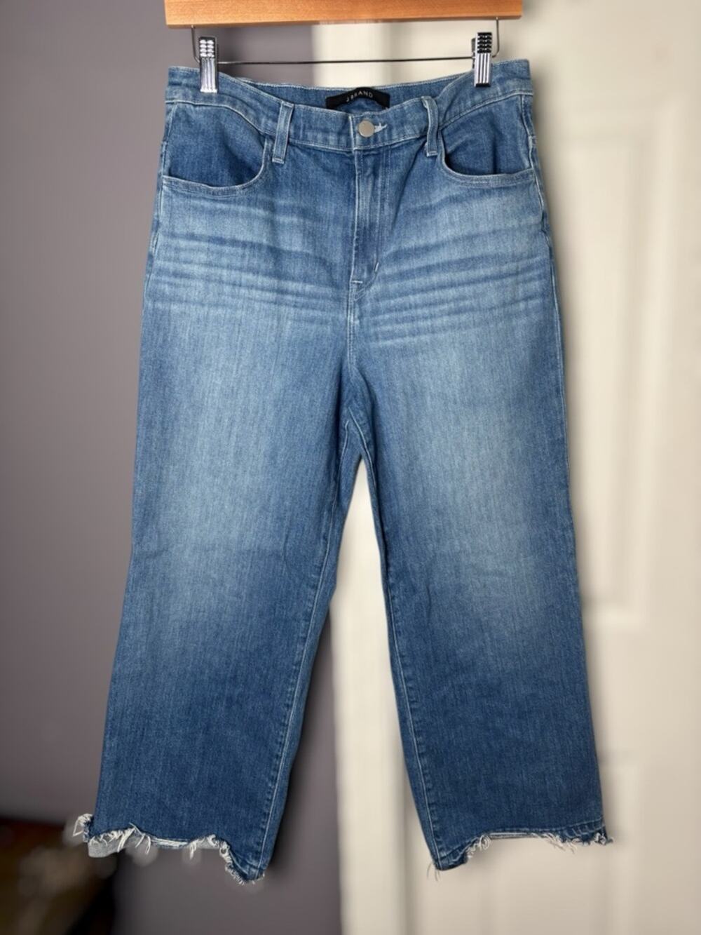 J Brand Joan Crop High Rise Wide Leg Jeans Medium Rinse 30